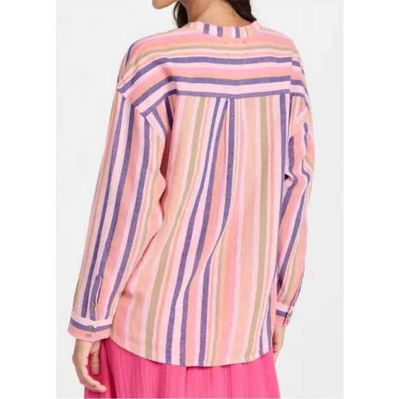 Xirena Macyn Top in Citrus Melange Linen Striped - Picture 3 of 8